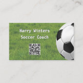 Minimale Voetbal Grass QR Code Football Coach Visitekaartje (Voorkant)
