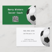 Minimale voetbal groene QR-code voetbalcoach Visitekaartje (Voorkant / Achterkant)