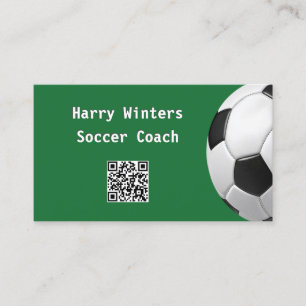 Minimale voetbal groene QR-code voetbalcoach Visitekaartje