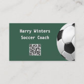 Minimale voetbal groene QR-code voetbalcoach Visitekaartje (Voorkant)