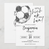 Minimale Voetbal Verjaardag Moderne uitnodiging (Voorkant / Achterkant)