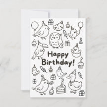 Minimale Vogeldoodle Verjaardagskaart