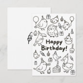Minimale Vogeldoodle Verjaardagskaart Bedankkaart (Voorkant / Achterkant)