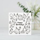 Minimale Vogeldoodle Verjaardagskaart Kaart (Staand voorkant)