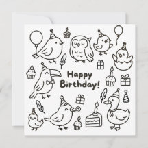 Minimale Vogeldoodle Verjaardagskaart