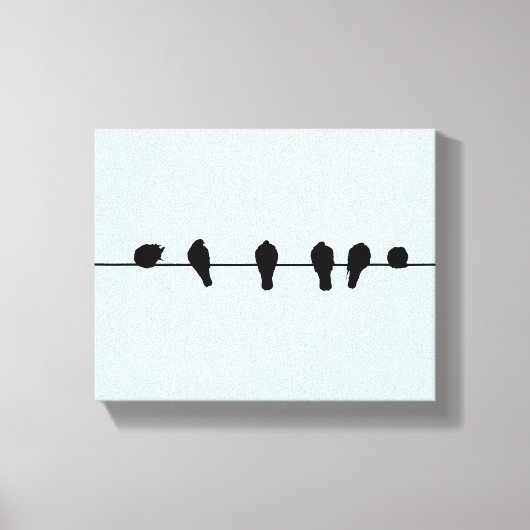 Minimale vogels op een draadcanvas print (Voorkant)