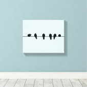 Minimale vogels op een draadcanvas print (Insitu (Houten vloer))