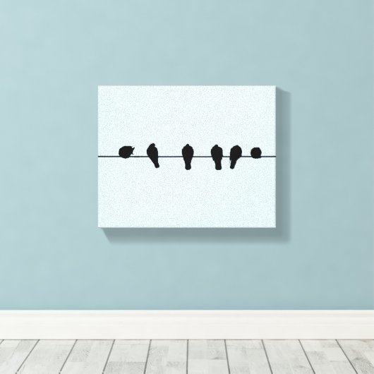 Minimale vogels op een draadcanvas print (Insitu (Houten vloer))