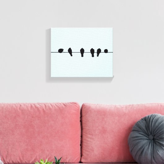 Minimale vogels op een draadcanvas print (Insitu (Woonkamer))