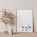 Minimale vogeltekening in zwart-wit poster<br><div class="desc">Een moderne,  minimalistische kunsttekening van een trio vogels in zwart-wit.</div>