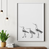 Minimale vogeltekening in zwart-wit poster