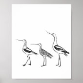 Minimale vogeltekening in zwart-wit poster (Voorkant)
