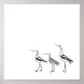 Minimale vogeltekening in zwart-wit poster (Voorkant)