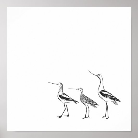 Minimale vogeltekening in zwart-wit poster (Voorkant)