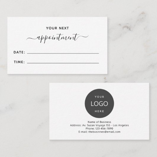 Minimale volgende benoeming met Logo Kaart Afsprakenkaartje (Voorkant / Achterkant)
