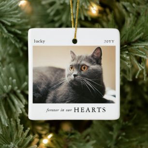 Minimale 'Voor Altijd in Onze Hart' Kat Foto Aande Keramisch Ornament