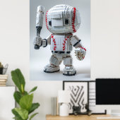 Minimale Voxel Atleet in Witte Uniform – Honkbal Poster (Thuiskantoor)