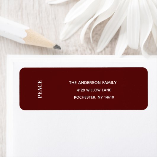 Minimale VREDE | Deep Red Holiday Adreslabel Etiket (Insitu)