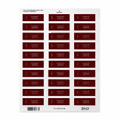 Minimale VREDE | Deep Red Holiday Adreslabel Etiket (Full Sheet)