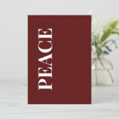 Minimale VREDE | Diep Rode Kerstkaart (Staand voorkant)
