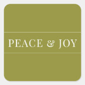 Minimale vrede en vrolijk groen kerstfeest vierkante sticker (Voorkant)