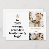 Minimale vredesliefde en tenslotte multifoto's feestdagenkaart (Voorkant / Achterkant)