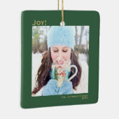 Minimale vreugde Eenvoudige kerstfeestdag Foto gro Keramisch Ornament (Rechts)