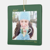 Minimale vreugde Eenvoudige kerstfeestdag Foto gro Keramisch Ornament (Links)