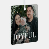 Minimale vreugdevolle familiefoto Kerstmis Metalen Ornament (Voorkant Rechts)