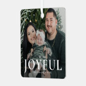 Minimale vreugdevolle familiefoto Kerstmis Metalen Ornament (Voorkant links)