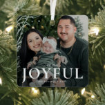 Minimale vreugdevolle familiefoto Kerstmis Metalen Ornament<br><div class="desc">Minimal Joyful Familie Foto Kerst Keramisch Ornament</div>