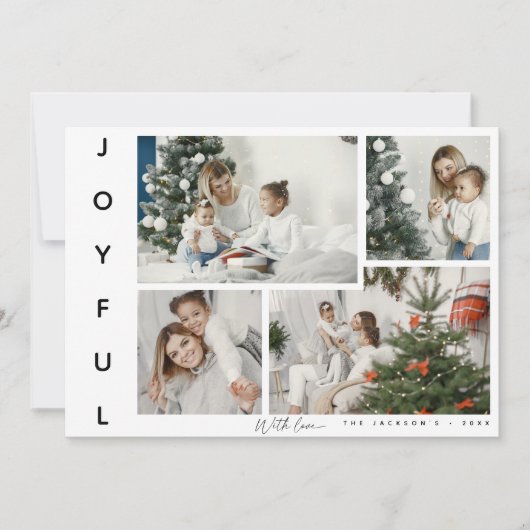 Minimale vreugdevolle fotocollage Kerstmis Feestdagenkaart (Voorkant)