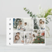 Minimale vreugdevolle fotocollage Kerstmis Feestdagenkaart (Staand voorkant)