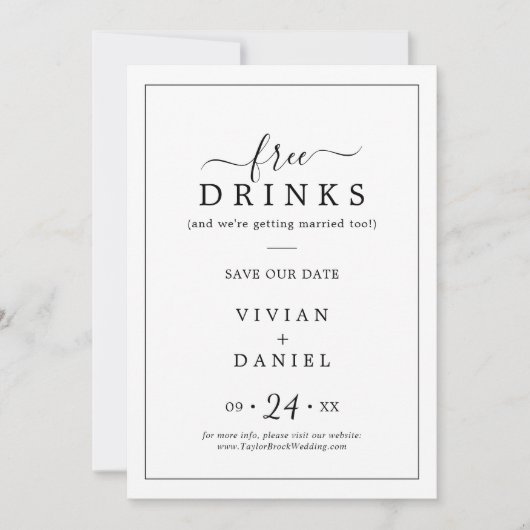 Minimale vrije Drinken Sla de datum op Save The Date (Voorkant)