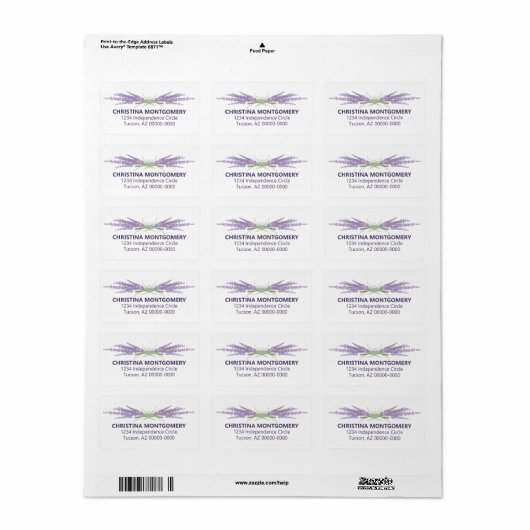 Minimale Vrijgezellenfeest lavender Flower Herb bu Etiket (Full Sheet)