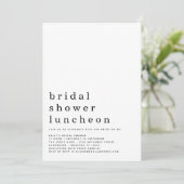 Minimale Vrijgezellenfeest Luncheon Uitnodiging (Staand voorkant)