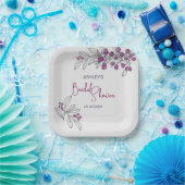 Minimale Vrijgezellenfeest Paarse bessen bladeren Papieren Bordje (Feest)