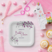 Minimale Vrijgezellenfeest Paarse bessen bladeren Papieren Bordje (Feest)