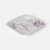 Minimale Vrijgezellenfeest Paarse bessen bladeren Papieren Bordje (Gebogen)