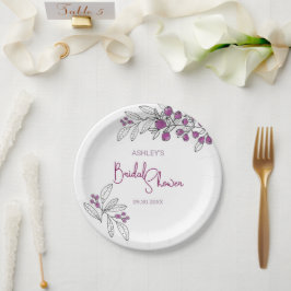 Minimale Vrijgezellenfeest Paarse bessen bladeren Papieren Bordje