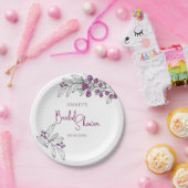 Minimale Vrijgezellenfeest Paarse bessen bladeren Papieren Bordje (Feest)