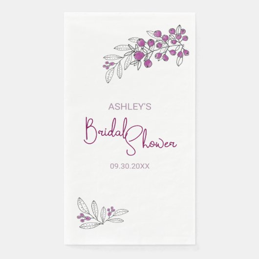 Minimale Vrijgezellenfeest Paarse bessen bladeren Servet (Voorkant)