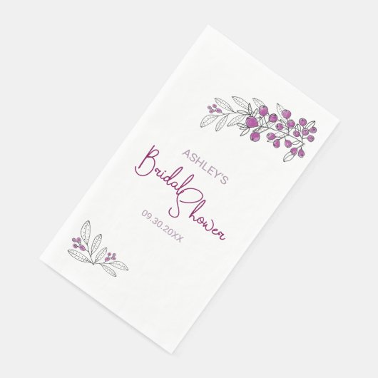 Minimale Vrijgezellenfeest Paarse bessen bladeren Servet (Hoek)