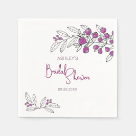 Minimale Vrijgezellenfeest Paarse bessen bladeren Servet