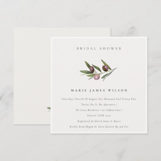 Minimale Vrijgezellenfeest voor olijfaftakking Bedankkaart (Voorkant / Achterkant)