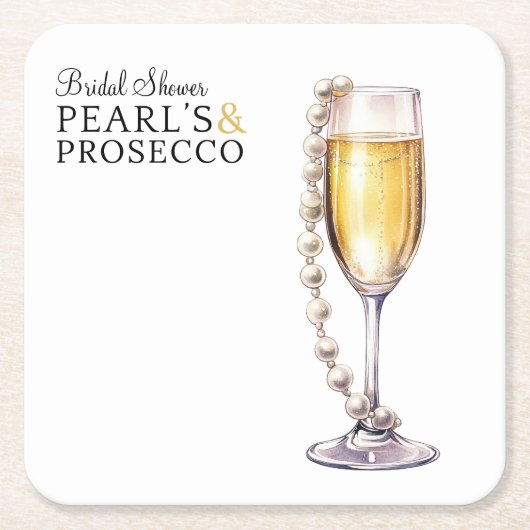 Minimale vrijgezellenfeesten parels en prosecco pa kartonnen onderzetters (Voorkant)