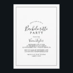 Minimale vrijgezellenpartij kaart<br><div class="desc">Deze minimalistische uitnodiging van de vrijgezellenpartij is perfect voor een eenvoudige dames nacht uit. Het moderne romantische ontwerp kenmerkt klassieke zwarte en witte typografie in combinatie met een robuuste, maar elegante kalligrafie met een stijl met handschrift. in elke kleur. Houd het ontwerp eenvoudig en elegant, zoals het is, of personaliseer...</div>