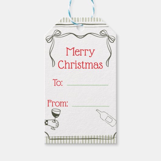 Minimale Vrolijk Kerst Wijn Cadeaubijsluiter Cadeaulabel (Voorkant)