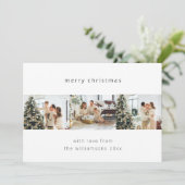 Minimale vrolijke kerst 4 foto collage horizontaal feestdagenkaart (Staand voorkant)