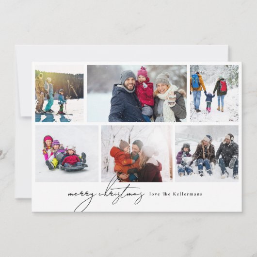 minimale vrolijke kerst geschreven 6 Foto Collage Feestdagenkaart (Voorkant)